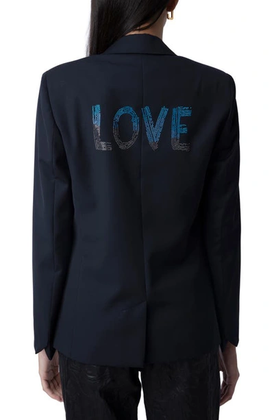 Zadig & Voltaire Viva Crystal Arrow Jacket In Navy