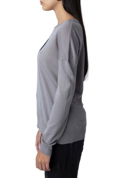 Zadig & Voltaire Gaby Intarsia Heart Wool Crewneck Sweater In Gris Chine