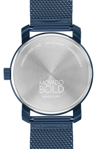 Shop Movado Bold Access Mesh Strap Watch, 41mm In Grey/ Blue