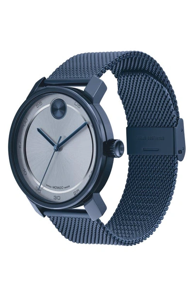 Shop Movado Bold Access Mesh Strap Watch, 41mm In Grey/ Blue