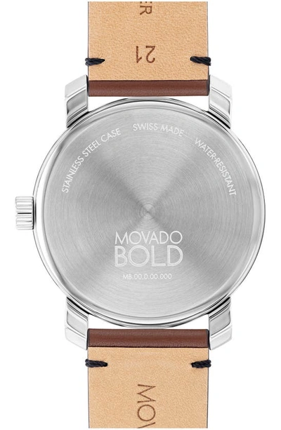 Shop Movado Bold Access Leather Strap Watch, 41mm In White