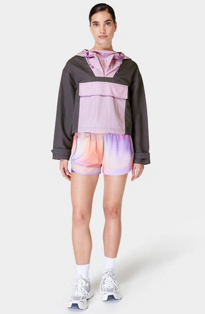 Sweaty Betty Nomad Colorblock Hooded Pullover Jacket In Urban Grey