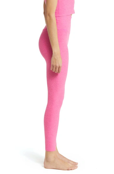 Shop Beyond Yoga At Your Leisure Space Dye High Waist Midi Leggings In Deep Pink Heather