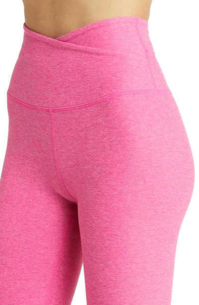 Shop Beyond Yoga At Your Leisure Space Dye High Waist Midi Leggings In Deep Pink Heather