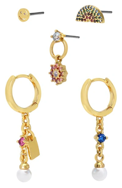 Shop Kurt Geiger Set Of 5 Mixed Party Charm Earrings In Gold Multi