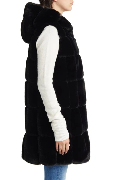 Shop Bcbgmaxazria Hooded Faux Fur Vest In Black
