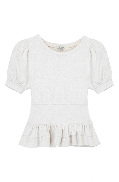 Shop Habitual Kids' Puff Sleeve Cotton Jersey Top In Oatmeal