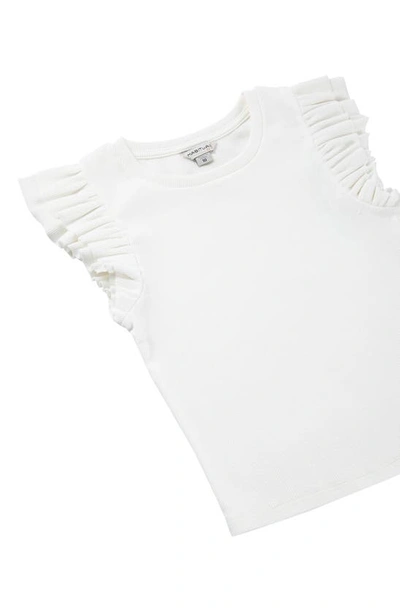 Shop Habitual Kids' Rib Ruffle Shoulder Cotton Top In Off-white