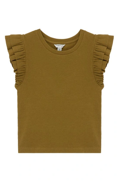 Habitual Girls' Ruffled Trim Top - Big Kid In Olive