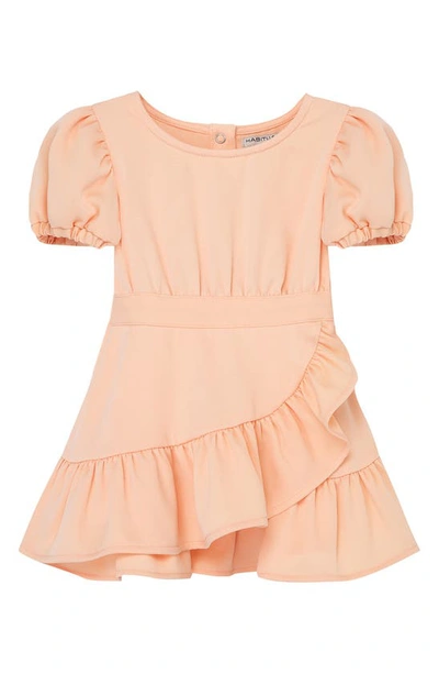 Shop Habitual Puff Sleeve Faux Wrap Dress In Light Peach