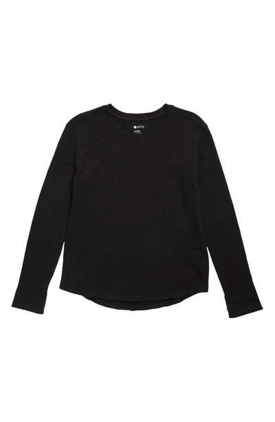 Shop Zella Girl Kids' Garment Dye Long Sleeve Studio T-shirt In Black