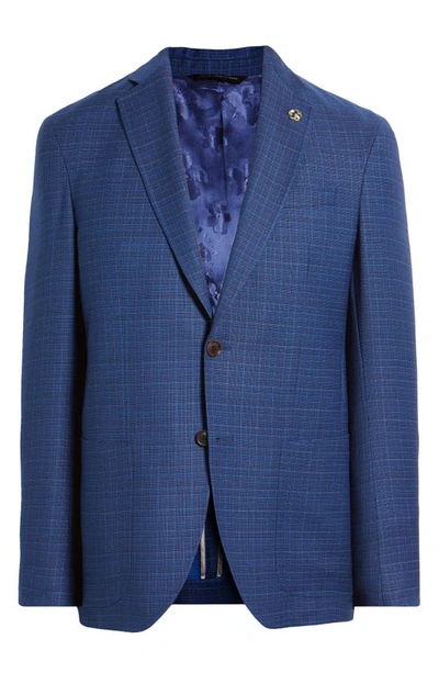 Shop Ted Baker Keith Slim Fit Plaid Wool Sport Coat In Blue