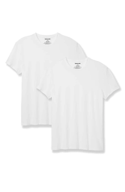 Shop Tommy John 2-pack Cool Cotton Modern Fit Crewneck Undershirts In White Double