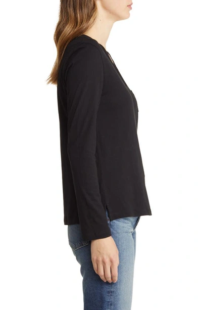 Shop Caslon Long Sleeve V-neck Shirt In Black