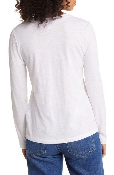 Shop Caslon Long Sleeve V-neck Shirt In White