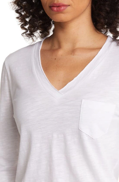Shop Caslon Long Sleeve V-neck Shirt In White
