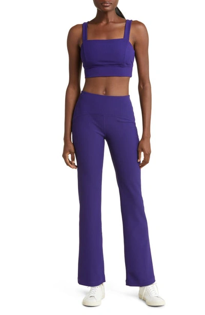 Shop Zella Luxe High Waist Rib Flare Leggings In Blackberry