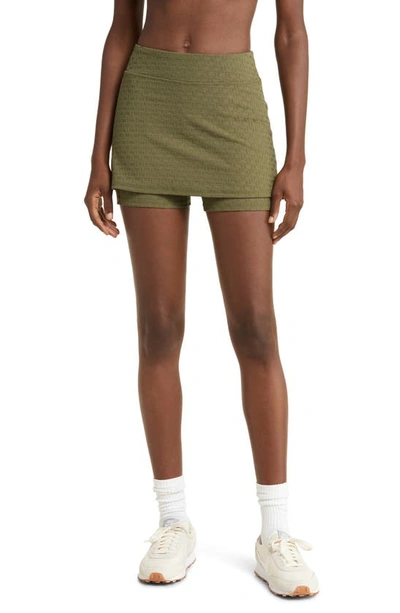 Shop Zella Jacquard Textured Skort In Olive Night Geo Weave Jaq