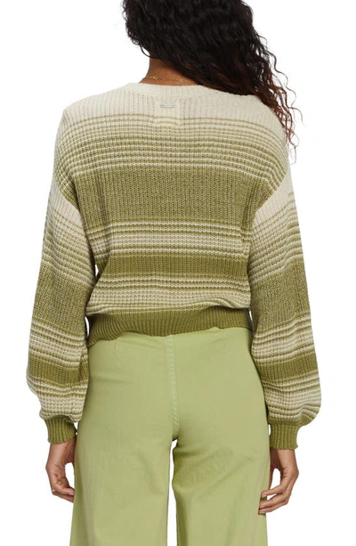 Billabong Mountain Top Stripe Cotton Blend Sweater In Avocado