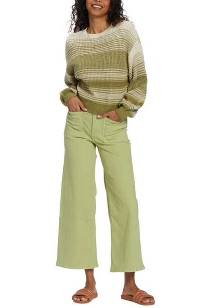 Billabong Mountain Top Stripe Cotton Blend Sweater In Avocado