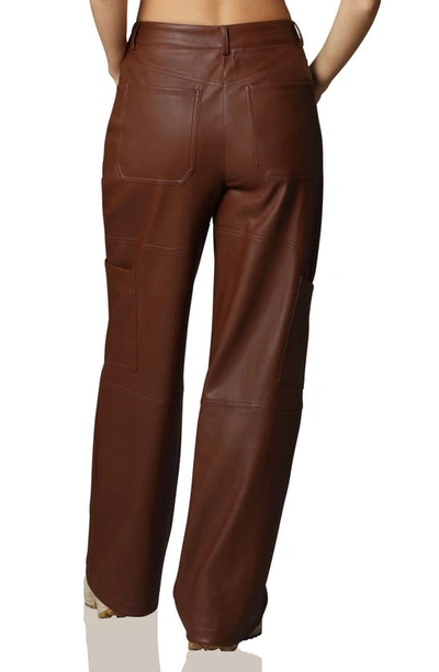 Shop Avec Les Filles Faux Leather Cargo Pants In Walnut