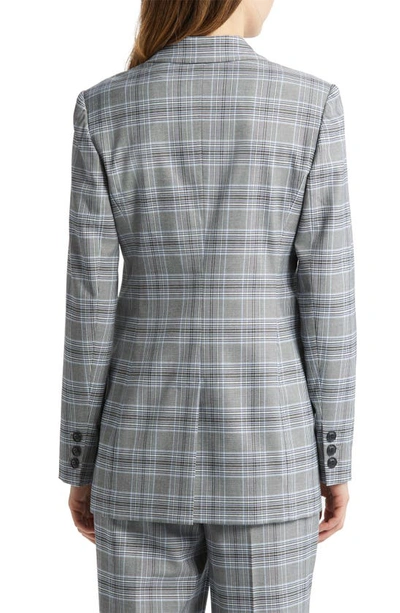 Nordstrom Glen Plaid One-button Blazer In Black- Teal Check