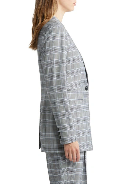 Nordstrom Glen Plaid One-button Blazer In Black- Teal Check