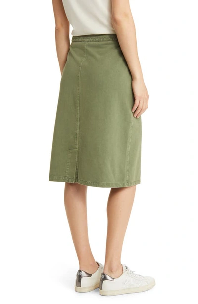 Shop Caslon Relaxed Zip Front Twill Midi Skirt In Green Sorrel