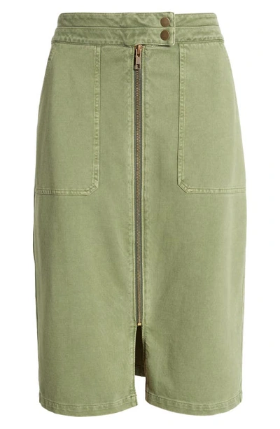 Shop Caslon Relaxed Zip Front Twill Midi Skirt In Green Sorrel