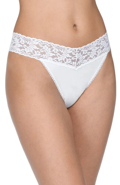 Shop Hanky Panky Cotton & Stretch Lace Original Rise Thong In White