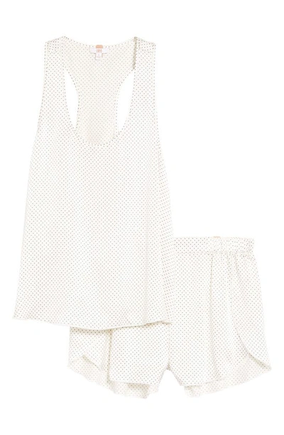 Shop Lunya Racerback Washable Silk Short Pajamas In White Ellipsis