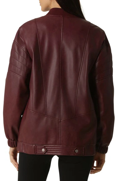 Shop Avec Les Filles Relaxed Fit Faux-ever Leather™ Bomber Jacket In Zinfandel