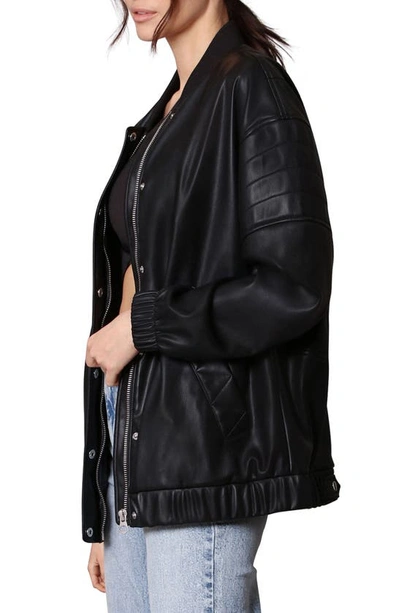 Shop Avec Les Filles Relaxed Fit Faux-ever Leather™ Bomber Jacket In Black