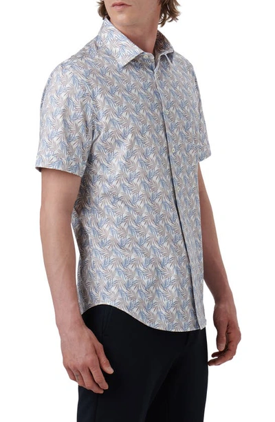 Shop Bugatchi Ooohcotton® Palm Print Button-up Shirt In Chalk