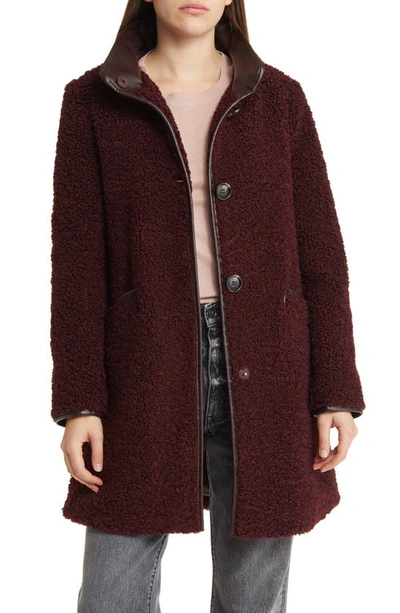 Shop Sam Edelman Faux Fur Teddy Coat In Burgundy