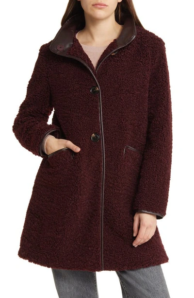 Shop Sam Edelman Faux Fur Teddy Coat In Burgundy