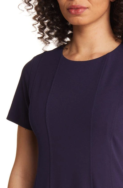 Tahari Asl Fit & Flare Stretch Crepe Dress In Midnight Navy