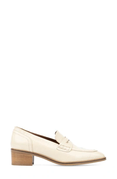 Shop Aquatalia Riya Croc Embossed Penny Loafer In Beige