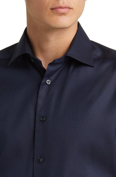 Shop Eton Slim Fit Diamond Weave Cotton Dress Shirt In Navy
