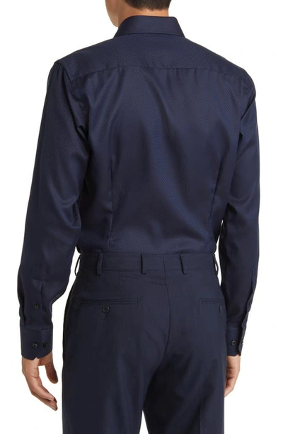 Shop Eton Slim Fit Diamond Weave Cotton Dress Shirt In Navy