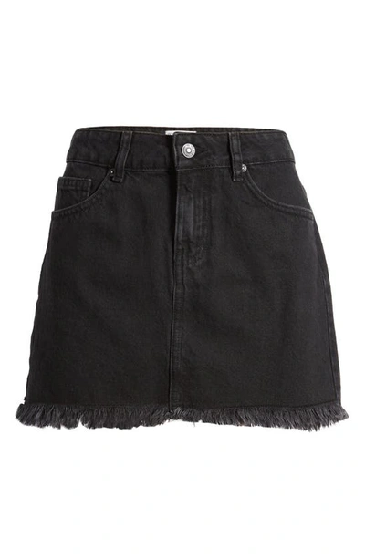 Shop Free People Out Of Ordinary Frayed Denim Miniskirt In Black