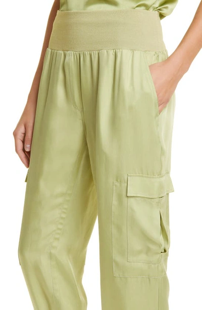 Shop Cinq À Sept Giles Cupro Crop Cargo Joggers In Green Tea