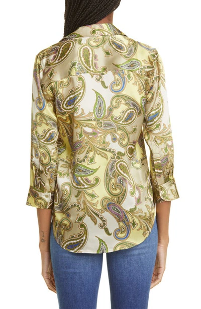 L'agence Dani Silk Button-up Blouse In Multi Textured Paisley
