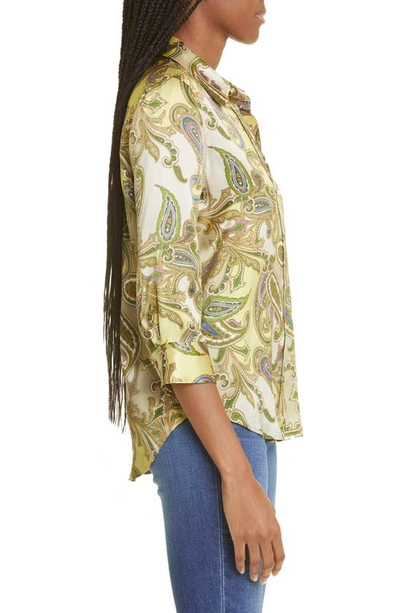 L'agence Dani Silk Button-up Blouse In Multi Textured Paisley