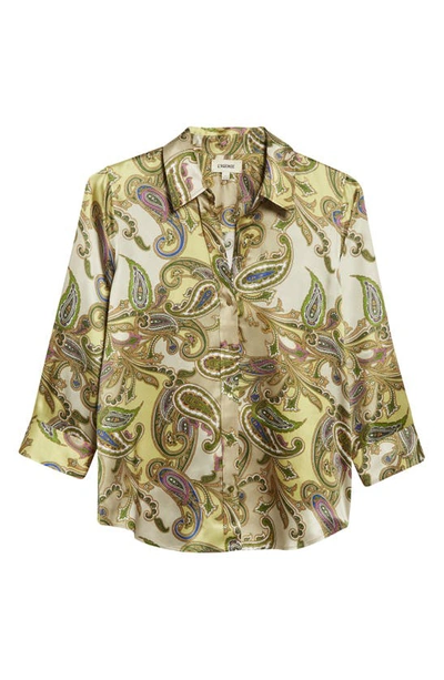 L'agence Dani Silk Button-up Blouse In Multi Textured Paisley