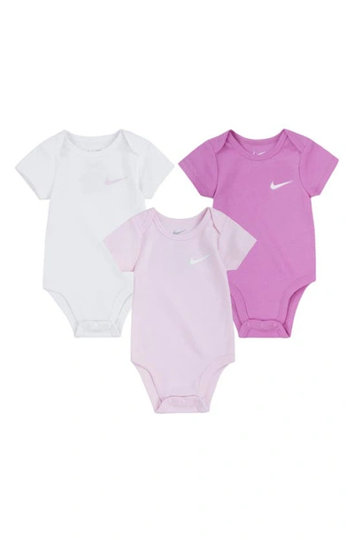 Shop Nike Mini Me 3-pack Bodysuits In Pink Foam