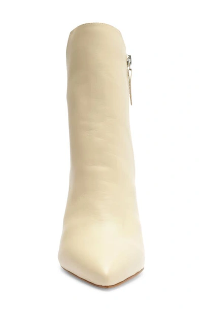 Schutz Mikki Leather Pointed-toe Booties In Eggshell