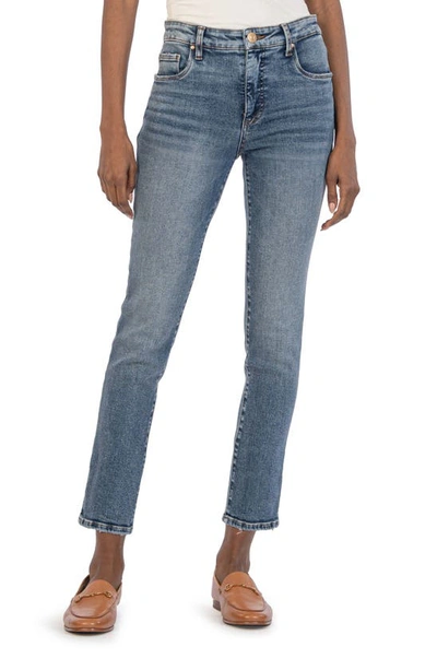 Shop Kut From The Kloth Reese Fab Ab High Waist Ankle Slim Straight Leg Jeans In Agile