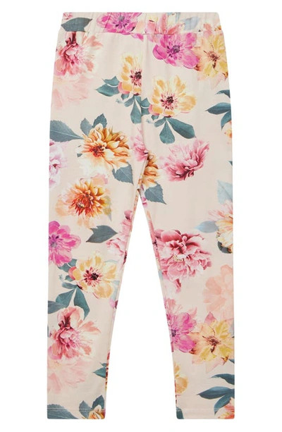 Shop Reiss Kids' Essie Floral Stretch Cotton Leggings In Pink
