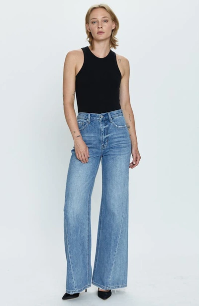 Shop Pistola Ruby High Waist Palazzo Wide Leg Jeans In Olympic